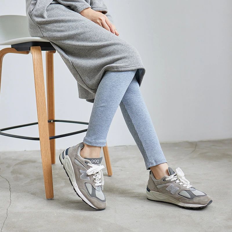 レギンス リブ編み 縦ライン ハイストレッチ 秋冬 インナー アウター ロング