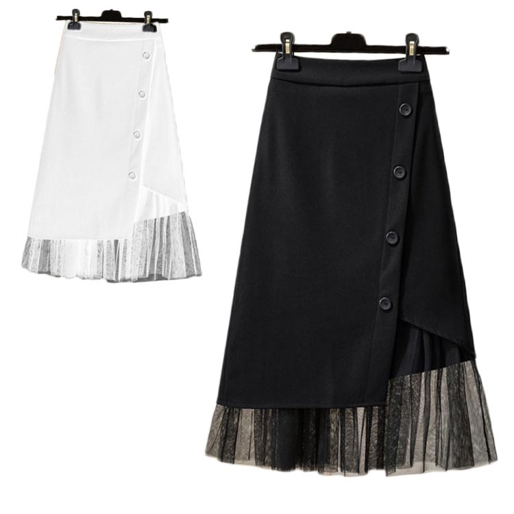 樂天商城 - レディース　シフォンスカート 夏 大きサイズ ハイウエスト 切り替え チュールスカート ロングスカート スカート ウエストゴム ミディアム丈 Aライン 無地 送料無料 シンプル カジュアル