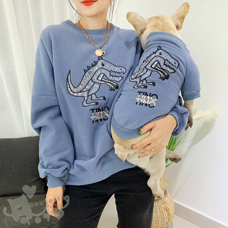 【送料無料】ペット用品 親子お揃い 大人 パーカー 犬の服 犬用/犬猫とオーナーが ペアルック カイジュウ柄 春夏小型犬 中型犬 犬服親子 ドッグウェア 親子お揃い 犬の服 単品 送料無料