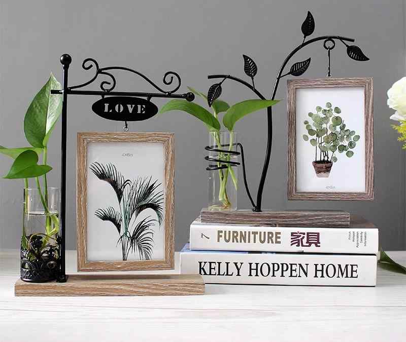 写真立て 家族写真 縦型 サボテン 観葉植物 ペット フォトスタンド キャット ブラウン ワイヤーアート ..