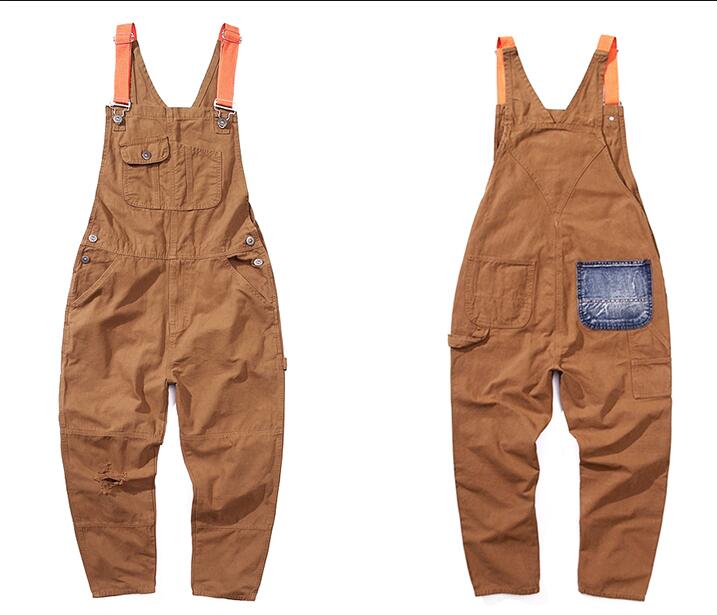 メンズ オーバーオール サロペット ミリタリー ワークパンツ 作業着 ゆったり カジュアル パンツ ズボンオレンジ/ブルー