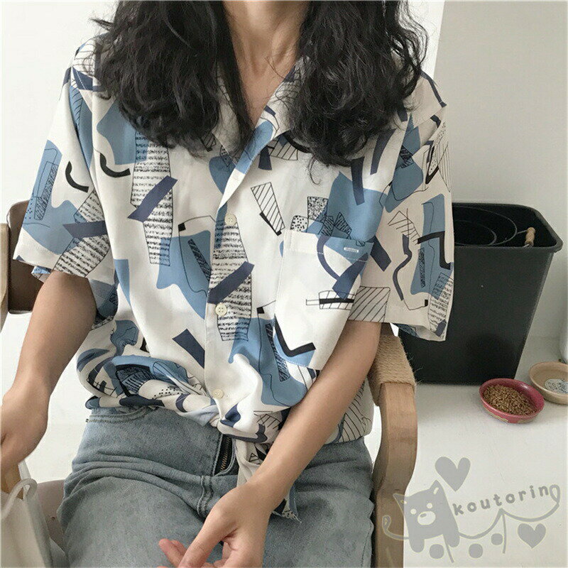 Rakuten - シャツ トップス アロハシャツ 夏 ブラウス 総柄 シンプル 開襟 ハワイシャツ 半袖 薄手 ゆったり ビーチ リゾート HIPHOP ヒップホップ ストリート 個性的 服 原宿系 かっこいい おしゃれ 送料無料