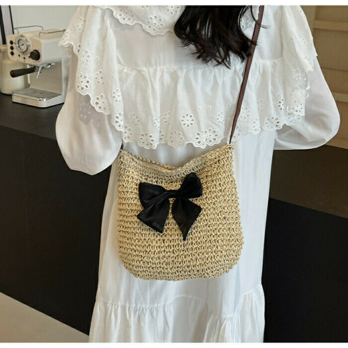 Tote Bag Type - かごバッグ レディース ショルダーバッグ 斜め掛け 編み込み 大容量 手提げバッグ カゴバッグ バスケット ファスナー付き ストローバッグ 可愛い おしゃれ シンプル カジュアル 大きめ 籠編み カバン 夏 トレンド ナチュラル 送料無料