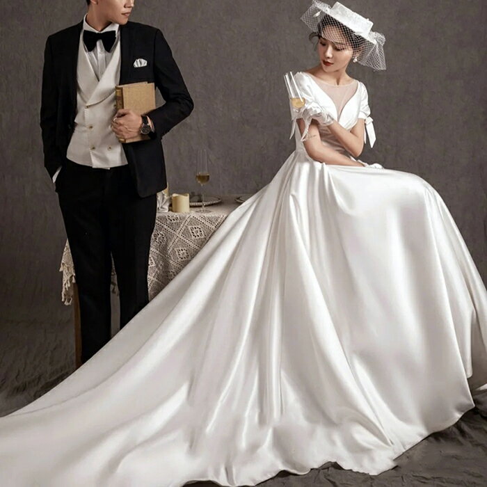 ブライダル エンパイア ワンピース お呼ばれ 大きいサイズ 披露宴 海外挙式 前撮り 白 XXS XS S M L XL XXL XXXL