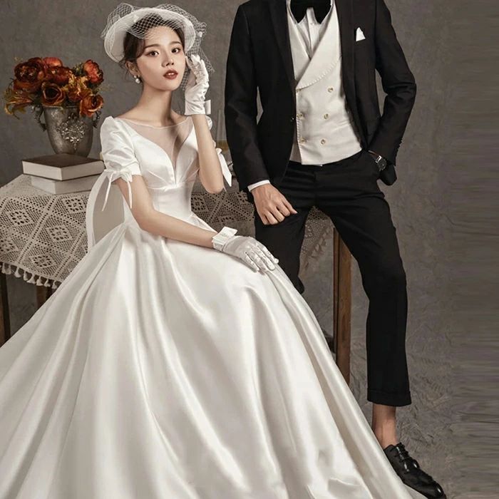 ブライダル エンパイア ワンピース お呼ばれ 大きいサイズ 披露宴 海外挙式 前撮り 白 XXS XS S M L XL XXL XXXL