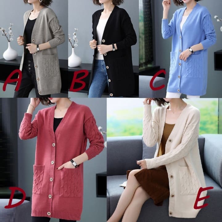 ロング カーディガン レディース ロング ジャケット セーター 大きいサイズ 秋冬春 アウター ビッグポケット ケーブル編み 切り
