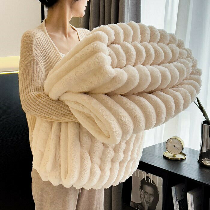ストライプ毛布ふわとろ毛布もこもこ...