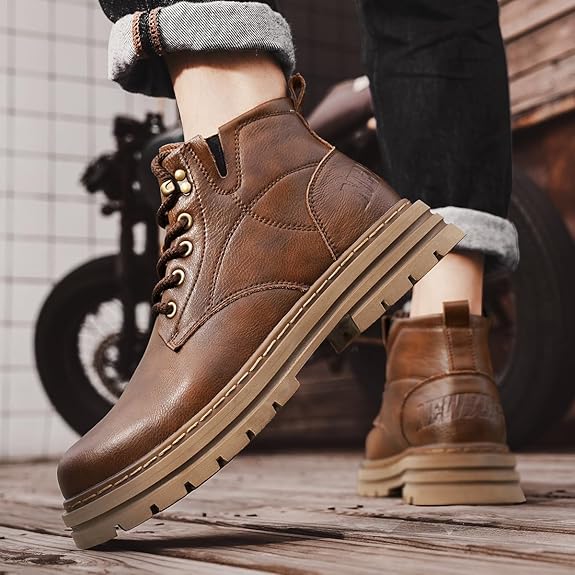 バイクシューズ メンズ レディースライディングブーツ 本革 牛革 ライダーブーツ ハイカット バイク用 ライディングシューズ 厚