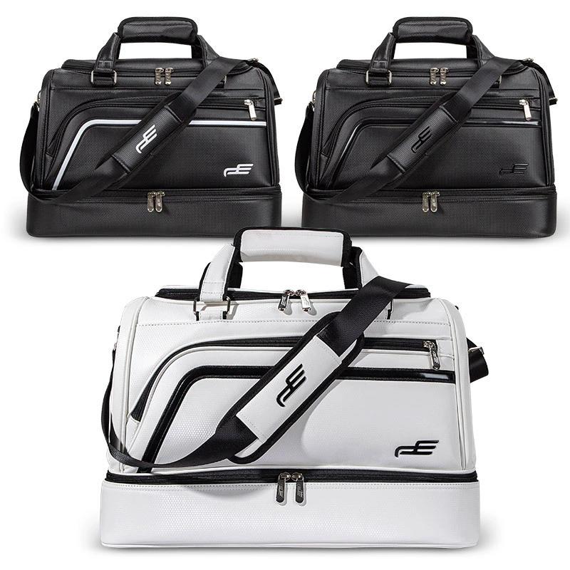 ゴルフバッグ 二段 ゴルフ用バッグ ボストンバッグ トートバッグ スポーツ シューズ収納付き 防水 ゴルフバッグ 二段　ボストンバッグ トートバッグ サイズ: 50*25*32cm重量: 1.3kg素材：人工皮革/PUレザー素材：PUレザーとPVCで作られ、PUレザーはねじれや回転に強く、優れた柔らかさ、高い引張強度、優れた通気性、防水性を備えています。 PVCは不燃性、高強度、耐摩耗性に優れています。★底部にある5つの金属ネジがバッグを地面から浮かせて汚れを防ぎます。★ショルダーストラップが付いているので、ショルダーバッグとして使えて、両手を解放できます。※素人採寸の為、誤差が生じる場合がございます。ご了承下さいお願いします。 5ゴルフバッグ 二段 ゴルフ用バッグ ボストンバッグ トートバッグ スポーツ シューズ収納付き 防水 ゴルフバッグ 二段　ボストンバッグ トートバッグ サイズ: 50*25*32cm重量: 1.3kg素材：人工皮革/PUレザー素材：PUレザーとPVCで作られ、PUレザーはねじれや回転に強く、優れた柔らかさ、高い引張強度、優れた通気性、防水性を備えています。 PVCは不燃性、高強度、耐摩耗性に優れています。★底部にある5つの金属ネジがバッグを地面から浮かせて汚れを防ぎます。★ショルダーストラップが付いているので、ショルダーバッグとして使えて、両手を解放できます。※素人採寸の為、誤差が生じる場合がございます。ご了承下さいお願いします。 5