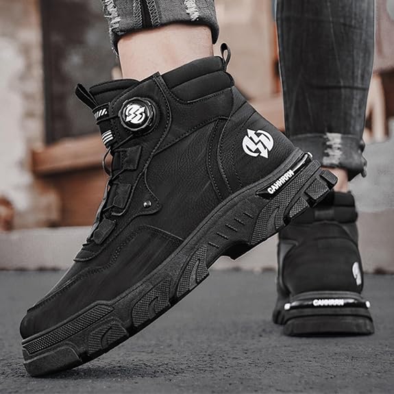 バイクシューズ メンズ 厚底 バイクブーツ ライディングシューズ ハイトップ プロテクトシューズ ライダーブーツ ワークブーツ