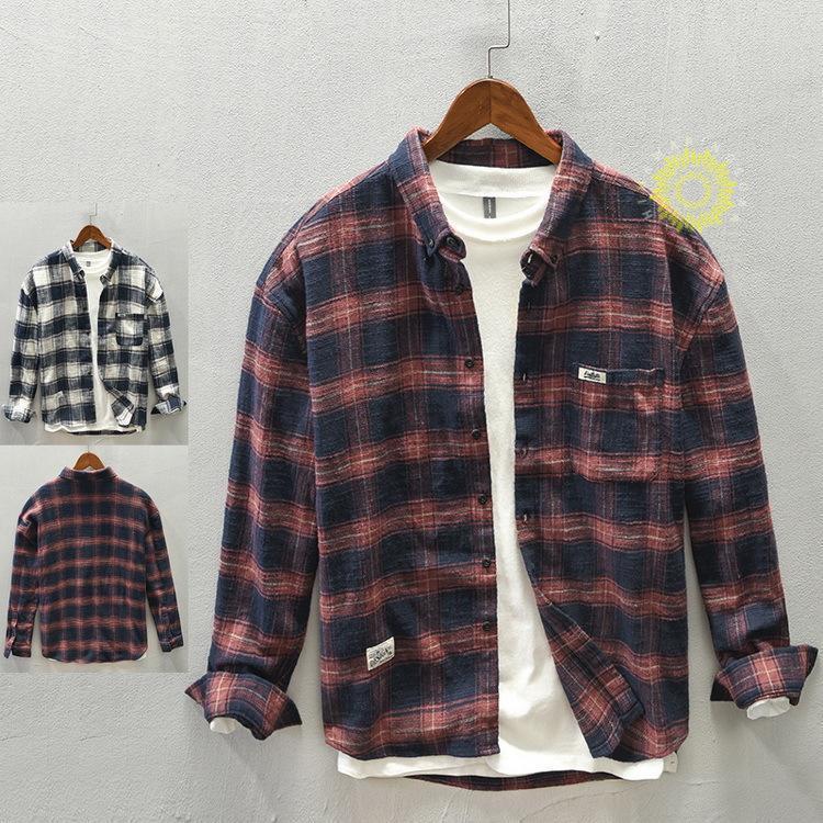 ネルシャツ メンズ カジュアルシャツ ボタンダウンシャツ チェック柄 トップス 綿 長袖 起毛 秋