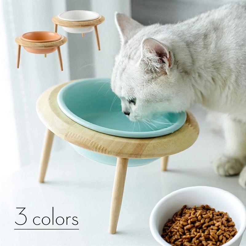 食べやすい 食器 食器台 猫 犬 陶器 ネコボウル 猫用フードボウル スタンド付き ねこエサ入れ 食器スタント スタンド 餌入れ フ