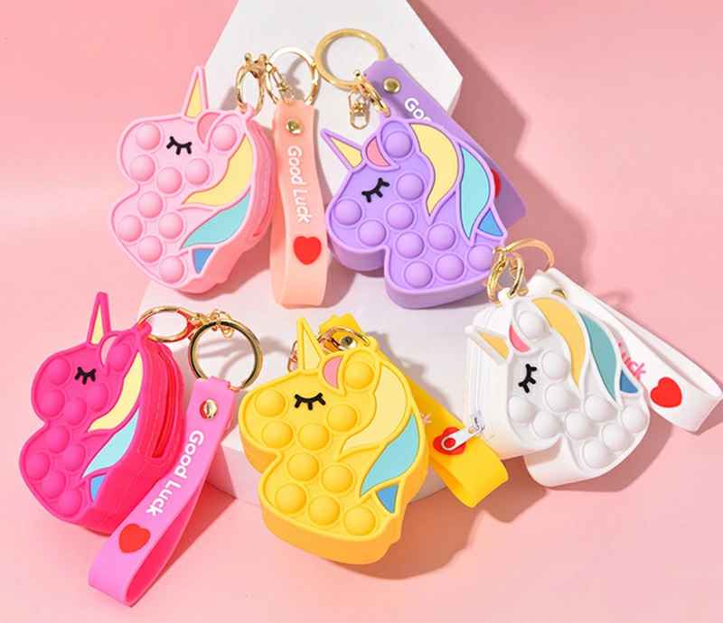 樂天商城 - 4色 ユニコーン形状 小銭入れ コインケース コンパクト 財布 プッシュポップ ストレス解消グッズ プッシュ ポップ バブル 知育
