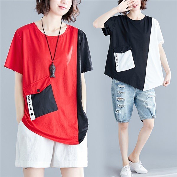 Rakuten - ロングブラウス チュニックワンピース 半袖ロンt ロングチュニック ロングtシャツ ロンt 半袖 レディース ゆったり 白 ビッグt