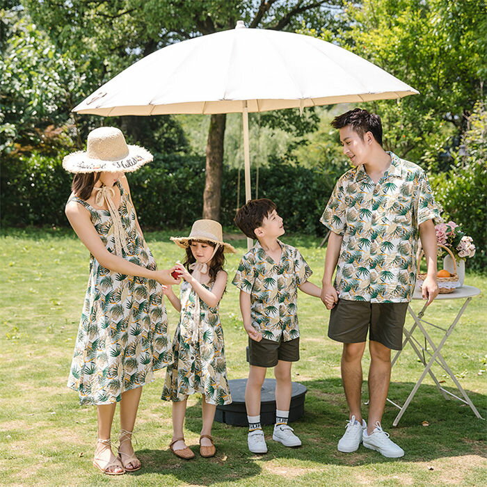 親子コーデ 親子ペア ワンピース メンズ アロハシャツ リンクコーデ 親子 セット 家族ペアルック 親子お揃い カップル お揃い