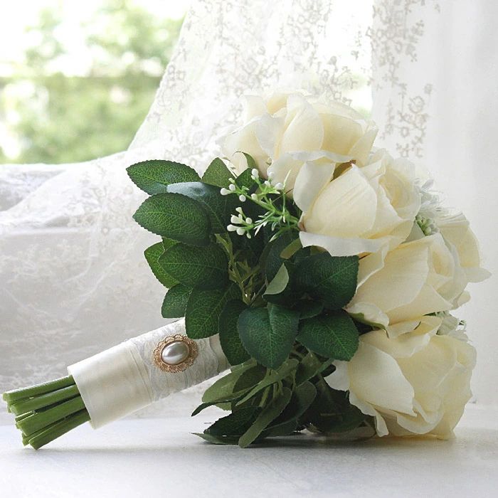 ウエディングブーケ 結婚式 造花 ウェディングブーケ 花嫁 ブーケ 手作り ブライダルブーケ キャスケードブーケ 二次会 海外挙式 3