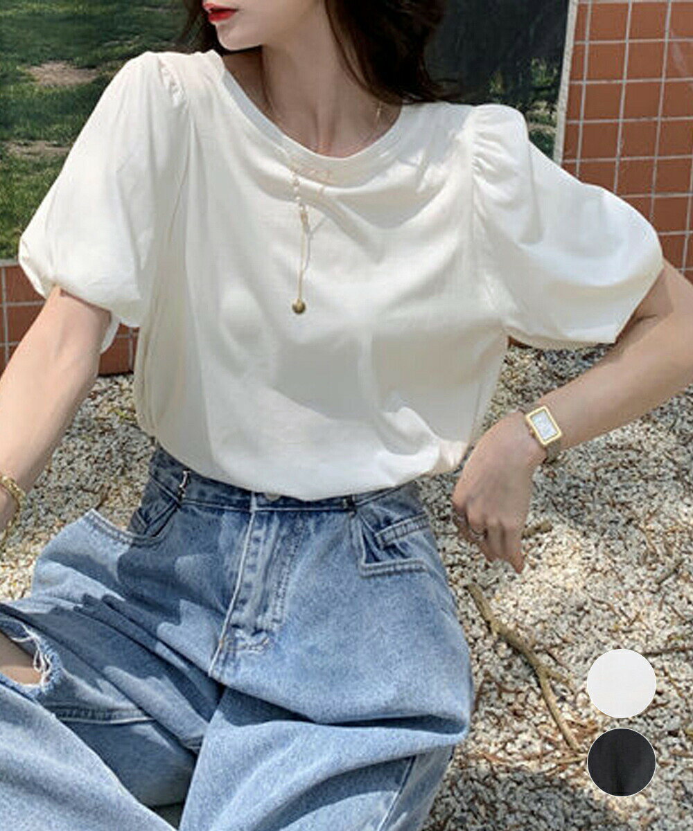 Other - ボリューム袖カ シンプルtシャツ きれいめトップス春夏 お洒落 半袖 レディース 韓国風tシャツ
