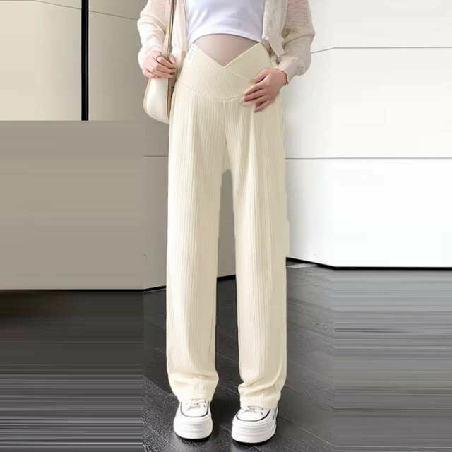 カジ マタニティコーデ マタニティ服 産前産後 マタニティ ストレート リブ ズボン...