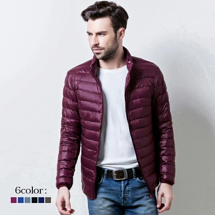 【送料無料】ダウンジャケット　メンズ　ライトダウン　ボーダー　秋冬　アウター...