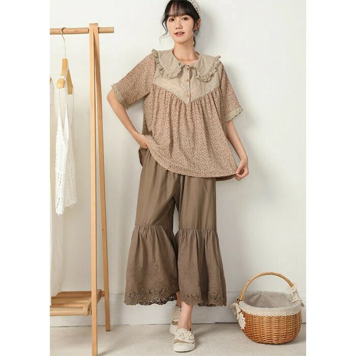ぺチパンツ レディース ペチコート レース ロング パンツ フレアパンツ 春 夏 スカラップ 綿100 コットン 重ね着 無地 大人 3