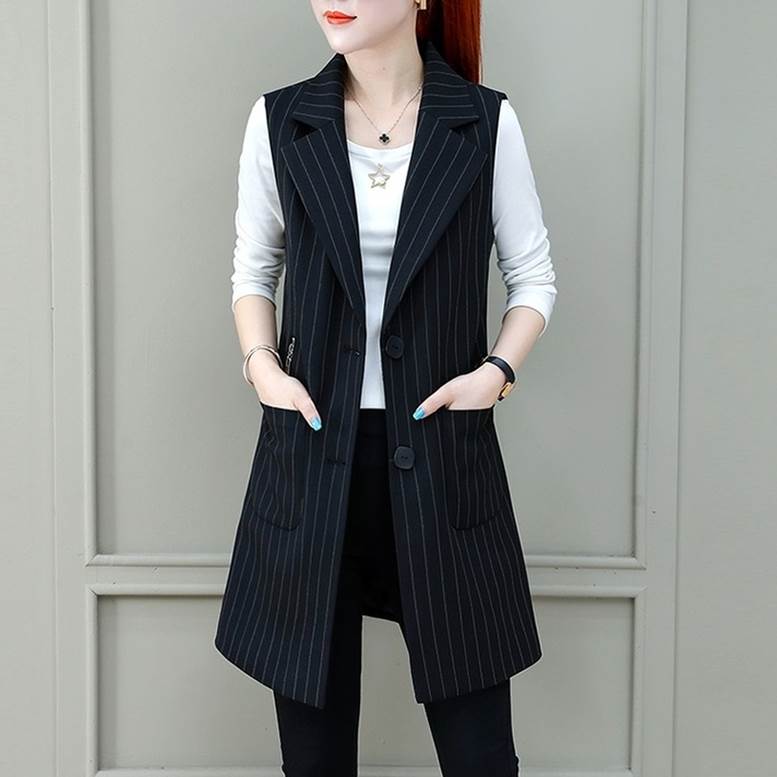 Rakuten - ロングジレジャケット トップス レディース ベスト 春 夏 秋 ジレ ジャケット ロングベスト 襟付き ポケット付き チュニック丈