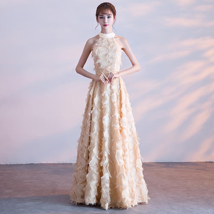 イブニングドレス 二次会 フォーマルドレス 花嫁 コンサート aラインドレス 大きいサイズ/小きいサイズ 発表会 披露宴 ゴールド