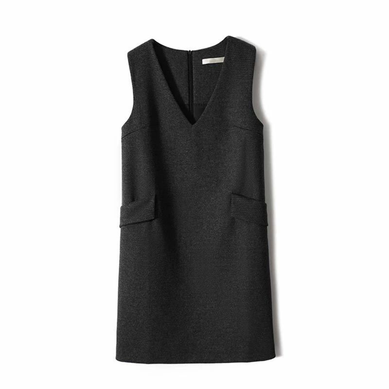 ジャンパースカート ワンピース チュニック レディース 秋冬 大人 vネック 膝丈 ジャンスカ 40代 50代 ロングワンピース ミディ