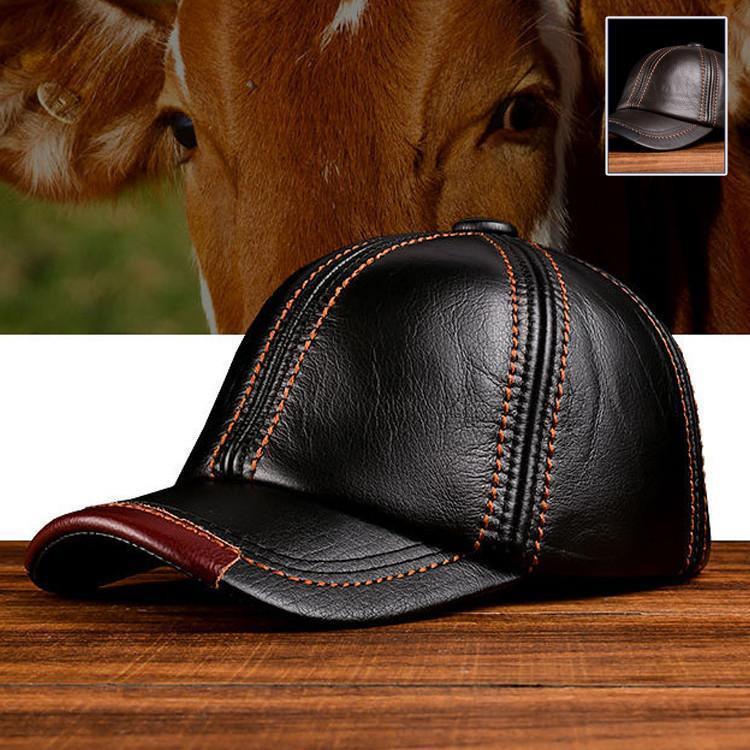 牛革 野球帽　ワークキャップ　本革 レザー LEATHER キャスケット　帽子　メンズ　レザー帽子　メンズキャップ　防寒　暖かい(4)