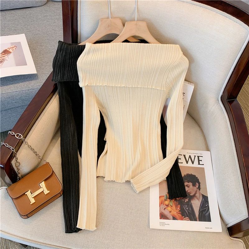 リブニット セーター レディース セクシー 長袖 おしゃれ 大人女子秋冬 大人め高級魅力 重ね着に便利 着回し力 ニットソー カッ