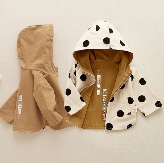 リバーシブルコート キッズ ジャケット フード付き ベビー服 キッズ スプリングコート ドット柄 リバーシブル ジャケット ジップ