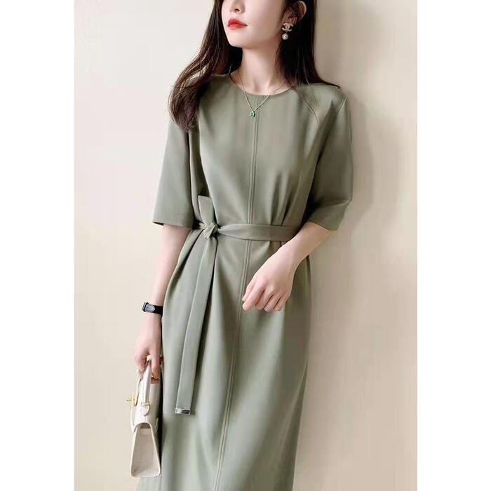 50代 40代 30代 20代 夏 秋 春 ピンク 緑 グリーン 通勤 ドレス 可愛い 大人 おしゃれ ひざ丈 カジュアル エレガント きれいめ