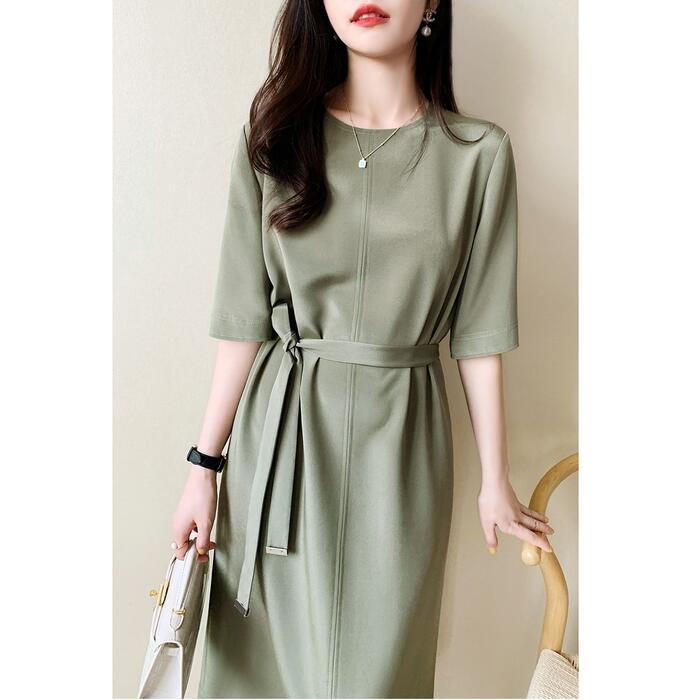 50代 40代 30代 20代 夏 秋 春 ピンク 緑 グリーン 通勤 ドレス 可愛い 大人 おしゃれ ひざ丈 カジュアル エレガント きれいめ