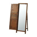 Wooden Mirror Jewelry Armoire ドア付き ウッド ミラー 幅45cm×高さ134cm 姿見 鏡 ドアミラー 天然木 木製 アンティーク調［AA-0001］pachakagu