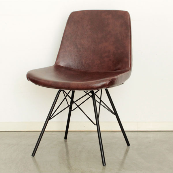 Leather Shell Chair / Brown 幅49.5×奥行き55×高さ80×座面高43.5cm レザー シェルチェア ブラウン イームズ復刻 デスク ダイニングチェア カフェ 家具 イス 椅子［送料無料］［TC-0005］pachakagu 2