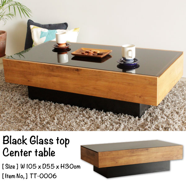 Black Glass Top Center Table 幅105×奥行き55×高さ30cm ヴィンテージ ガラストップ センターテーブル 引き出し付き コーヒーテーブル ローテーブル ミッドセンチュリー 机［送料無料］［TT-0006］pachakagu