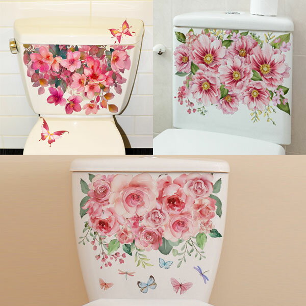 トイレ用 イラストステッカー 便器のふた アネモネ 薔薇 ローズ 桜 サクラ シール ミニステッカー インテリア DIY
