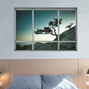 訳あり ウォールステッカー 夕焼けの海 海岸 だまし絵 アート インテリア 窓枠 壁デコ 北欧風 DIY リビング
