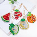 キーホルダー 制作キット ダイヤモンドアート ダイヤモンド刺繍 ラインストーン フルーツ 果物 リンゴ オレンジ ビーズ刺繍 モザイクアート リハビリ 趣味 絵...