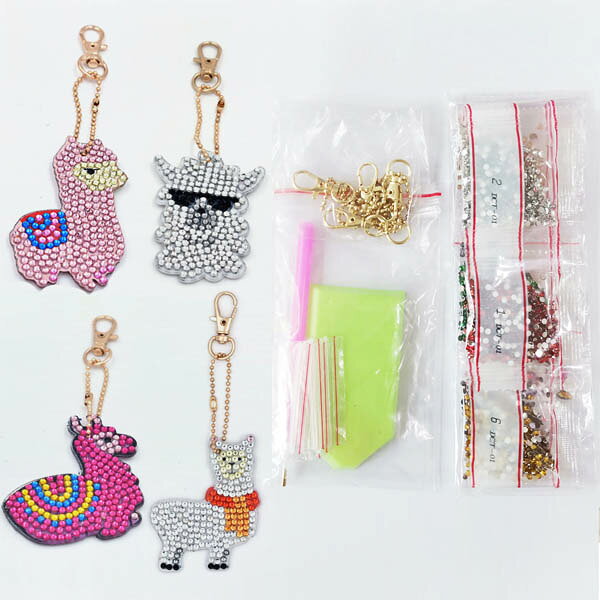 キーホルダー 制作キット ダイヤモンドアート ダイヤモンド刺繍 ラインストーン アルパカ アニマル もふもふ モチーフ ビーズ刺繍 モザイクアート リハビリ 趣味 絵画 カラービーズ pachyshop-10001079 PeachyShop楽天市場店 サンプル画像3