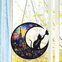 壁掛け ガーランド 制作キット ダイヤモンドアート ラインストーン 三日月 猫 クロネコ 夜景 オーナメント ビーズ刺繍 モザイクアート リハビリ