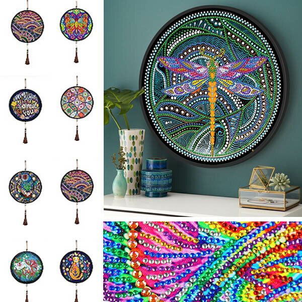 単品 壁掛け 円形 フレーム付き 黒 ダイヤモンドアート ダイヤモンド刺繍 制作キット ラインストーン ..