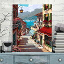 訳あり 数字塗り絵 油絵風 イタリア 街並み 坂道 ヨーロッパ フレーム絵画 インテリア 風景 DIY 趣味 ぬり絵 ホビー ナンバーピクチャー