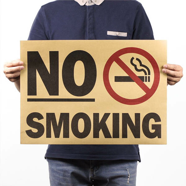 ビンテージ ポスター 禁煙 ノースモーキング 注意喚起 クラフト紙 レトロ オールド アンティーク 有名人 ブリキ看板風