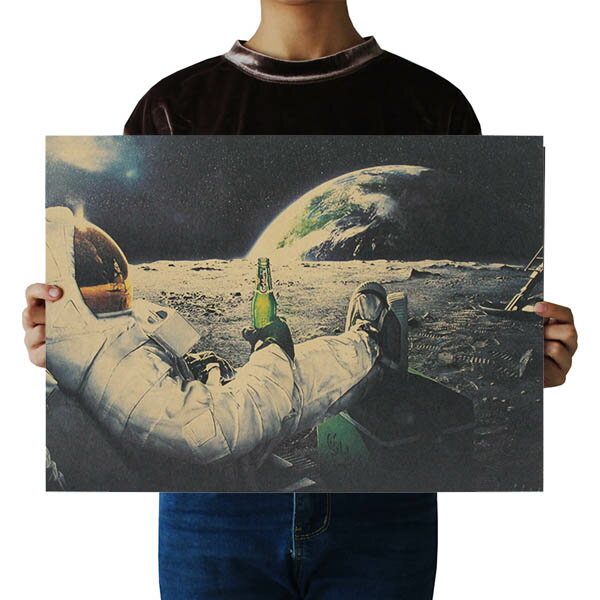 ビンテージ ポスター 月面着陸 アポロ 地球鑑賞 クラフト紙 レトロ オールド アンティーク 有名人 ブリキ看板風
