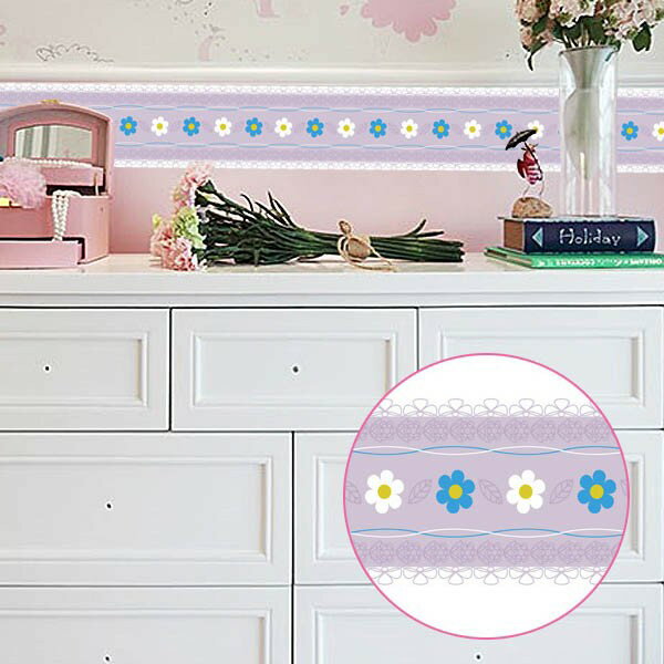 10m トリムボーダー マスキングテープ 清楚カラー 小花柄 ライン状 総柄 カッティングシート 壁デコ 北欧風 DIY
