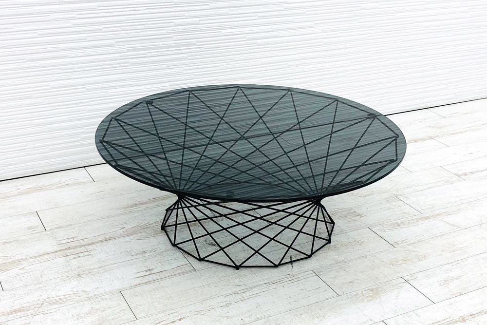 オオタ サイドテーブル ノール Knoll oota table 中古 ガラス天板 丸テーブル 中古オフィス家具 ウォルターノル EOOS (イーオス) 1010/1010/350