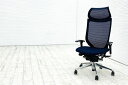 オカムラ バロンチェア 中古 Baron エクストラハイバック 可動肘 中古オフィス家具 固定ヘッドレスト ポリッシュフレーム ダークブルー