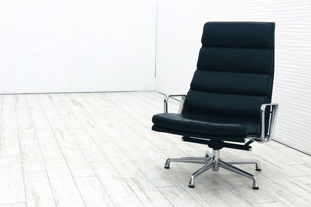 ハーマンミラー ソフトパッドグループチェア ラウンジチェア 中古 4クッション チャールズ レイ イームズ Herman Miller 皮革 正規品 固定脚