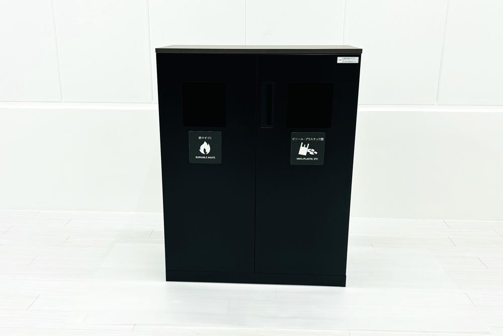 ダストボックス リサイクルユニット スチール書庫 コクヨ エディア トラッシュユニット ゴミ箱 中古オフィス家具 ブラック 900/450/1130 2