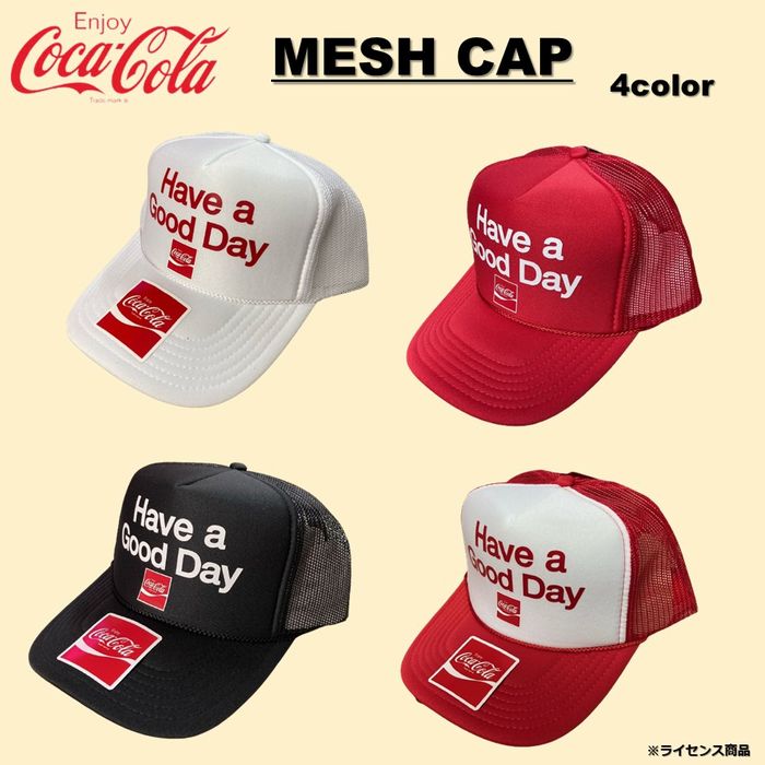 Coca-Cola コカ・コーラ メッシュキャップ 帽子 キャップ 全4色 夏 メッシュ素材 日除け 作業帽子 おしゃれ ファッション コカコーラ CocaCola ロゴ 缶バッジ付き CC-MC3